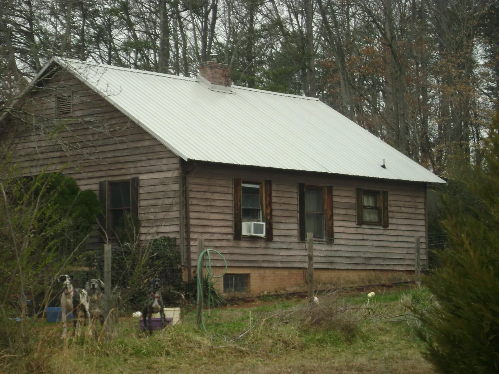 White metal roof on an old wood sided farmhouse, from a Asphalt Shingle Roof Repair job in Willmar